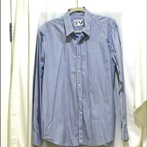 Men’s “Barneys New York” Blue Striped Dress Shirt